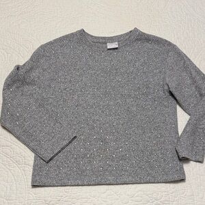 Zara Light Gray Knit Top with Subtle Embellishments